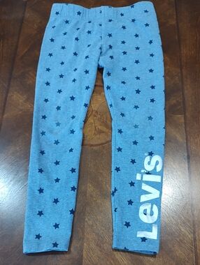 Levi's Blue Star-Print Girls' Leggings with White Logo Size L